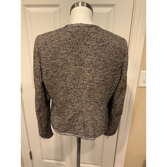 Rebecca Taylor Black & Gray Tweed Jacket w/ Silver Trim, Size 8 (US) - Picture 5 of 6